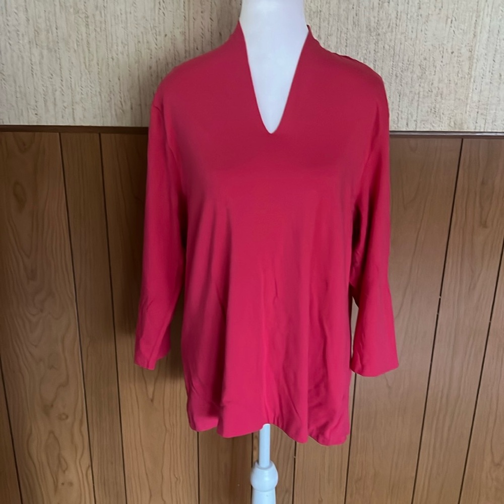 Talbots Coral Pink V-Neck Cotton Modal Blend Top Size‎ XL